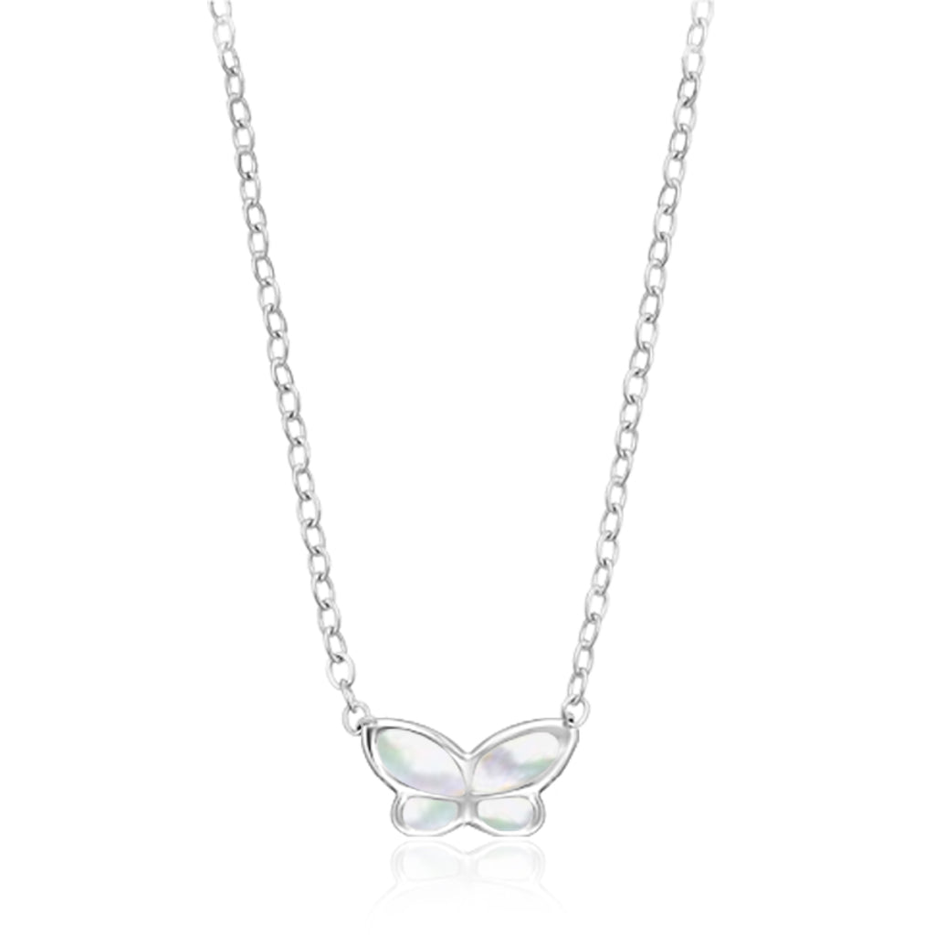 Sterling Silver 45cm White Mother of Pearl Butterfly Pendant