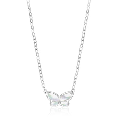 Sterling Silver 45cm White Mother of Pearl Butterfly Pendant