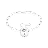 Sterling Silver 19cm Heart Padlock Bracelet