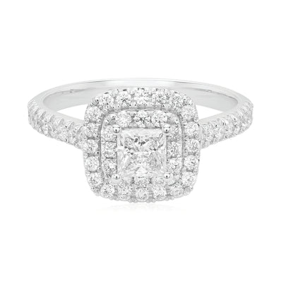 Celebration 18ct White Gold Princess and Round Cut 1 Carat tw Lab Grown Diamonds Ring