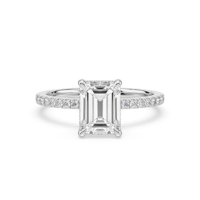 Celebration 18ct White Gold Emerald & Round Cut 2.30 Carat tw of Certified Lab Grown Diamonds Ring