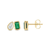 9ct Yellow Gold Pear & Emerald Cut Created Emerald 0.50 Carat tw Lab Grown Diamonds Stud Earrings