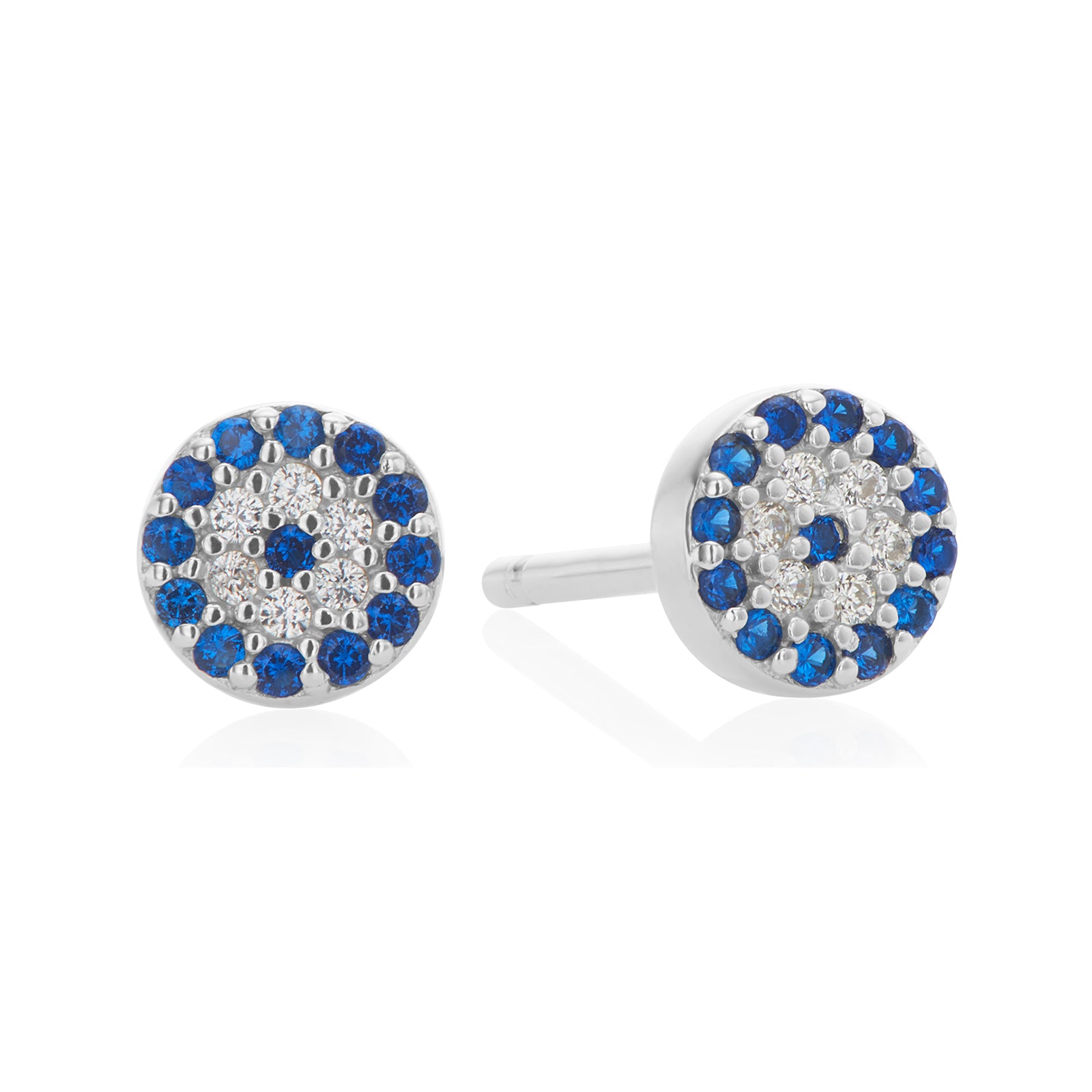 Sterling Silver Evil Eye Cubic Zirconia Stud Earrings
