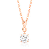HUSH 9ct Rose Gold Round Cut 1 Carat White Diamond Simulants Pendant