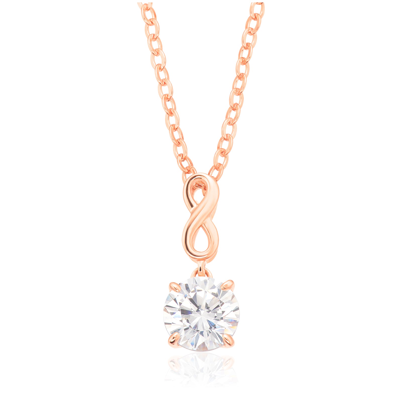 HUSH 9ct Rose Gold Round Cut 1 Carat White Diamond Simulants Pendant