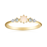 9ct Yellow and White Gold Round Cut 2mm White Opal Diamond Set Ring