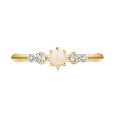 9ct Yellow and White Gold Round Cut 2mm White Opal Diamond Set Ring