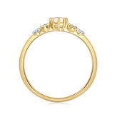 9ct Yellow and White Gold Round Cut 2mm White Opal Diamond Set Ring