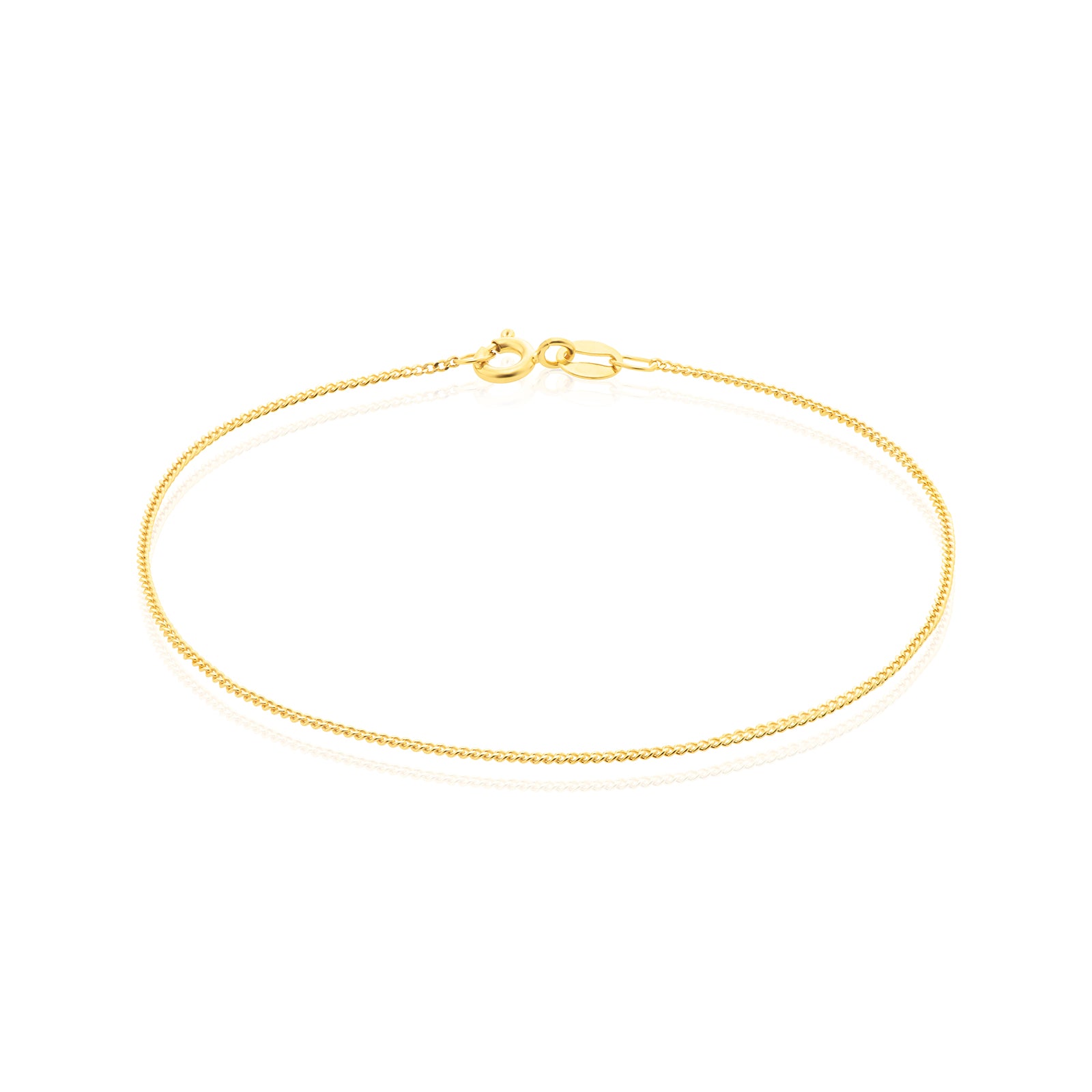 9ct Yellow Gold 19cm Curb 30 Gauge Diacut Bracelet