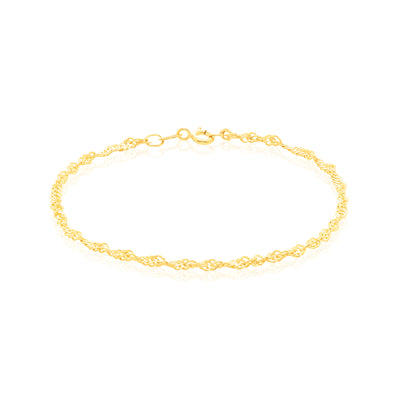 9ct Yellow Gold 19cm Singapore 40 Gauge Bracelet