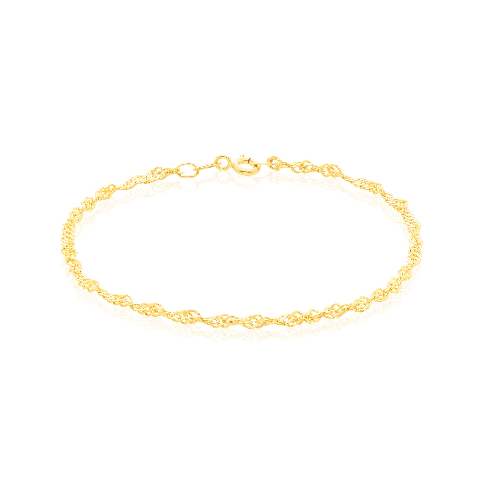 9ct Yellow Gold 19cm Singapore 40 Gauge Bracelet