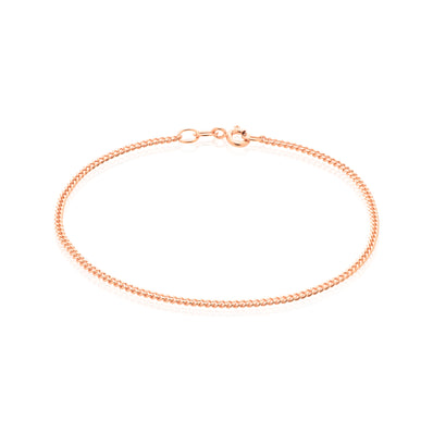 9ct Rose Gold 19cm Curb 50 Gauge Diacut Bracelet