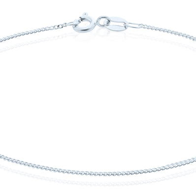 9ct White Gold 19cm Curb 30 Gauge Diacut Bracelet