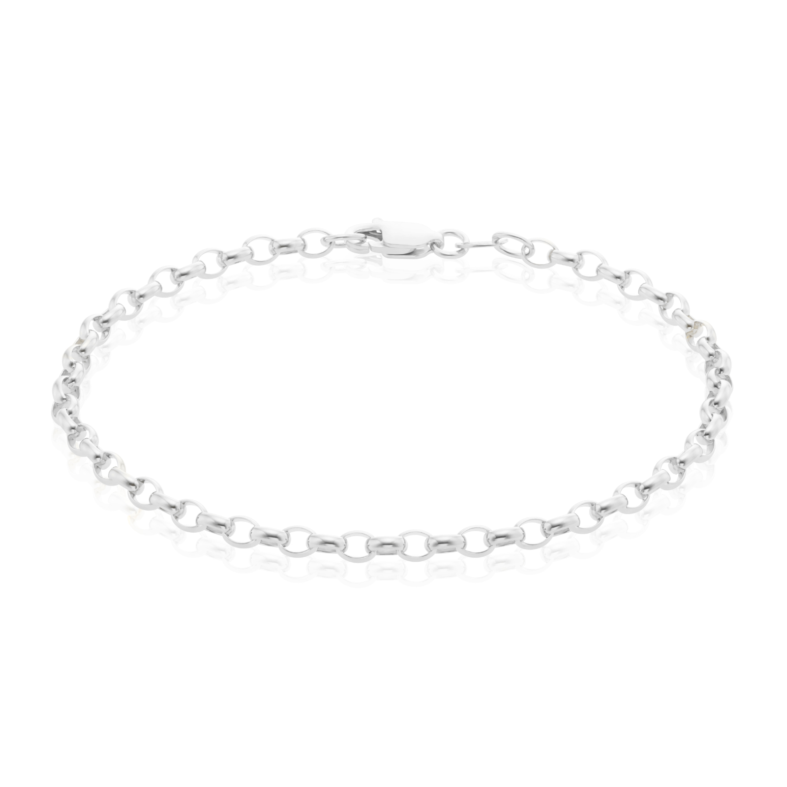 9ct White Gold 19cm Oval Belcher Bracelet