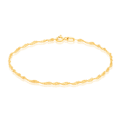 9ct Yellow Gold 19cm Singapore 30 Gauge Bracelet
