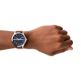 Armani Exchange Three-Hand Date Brown Leather Watch AX2133