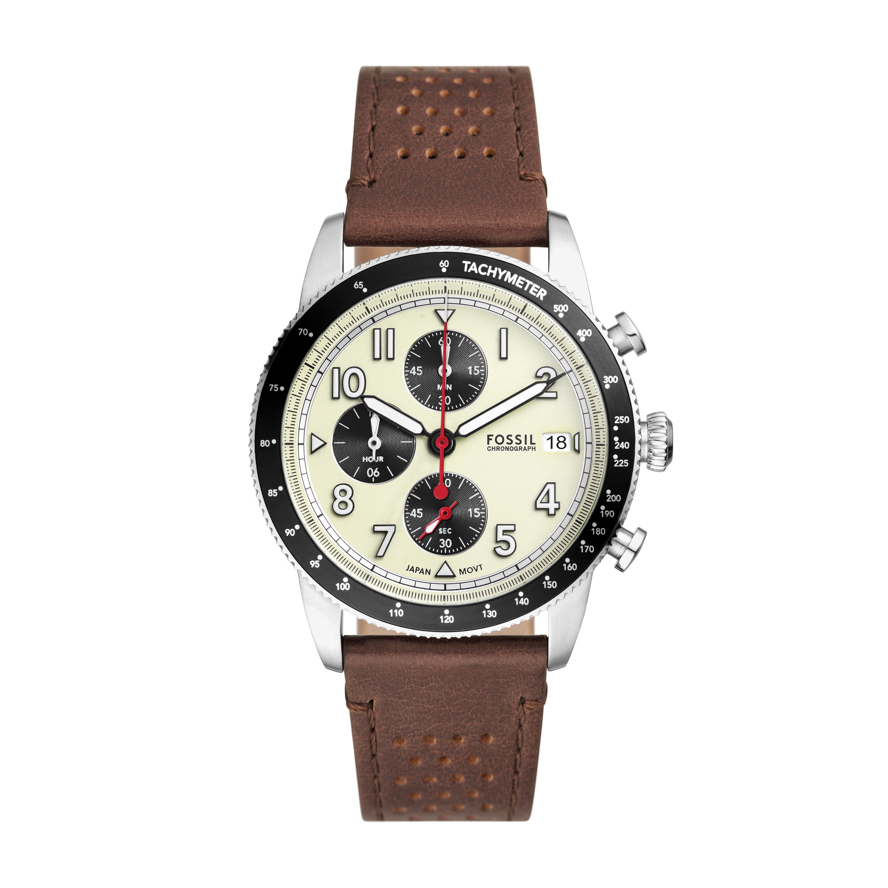 Fossil Sport Tourer Chronograph Brown Leather Watch FS6042 Zamels