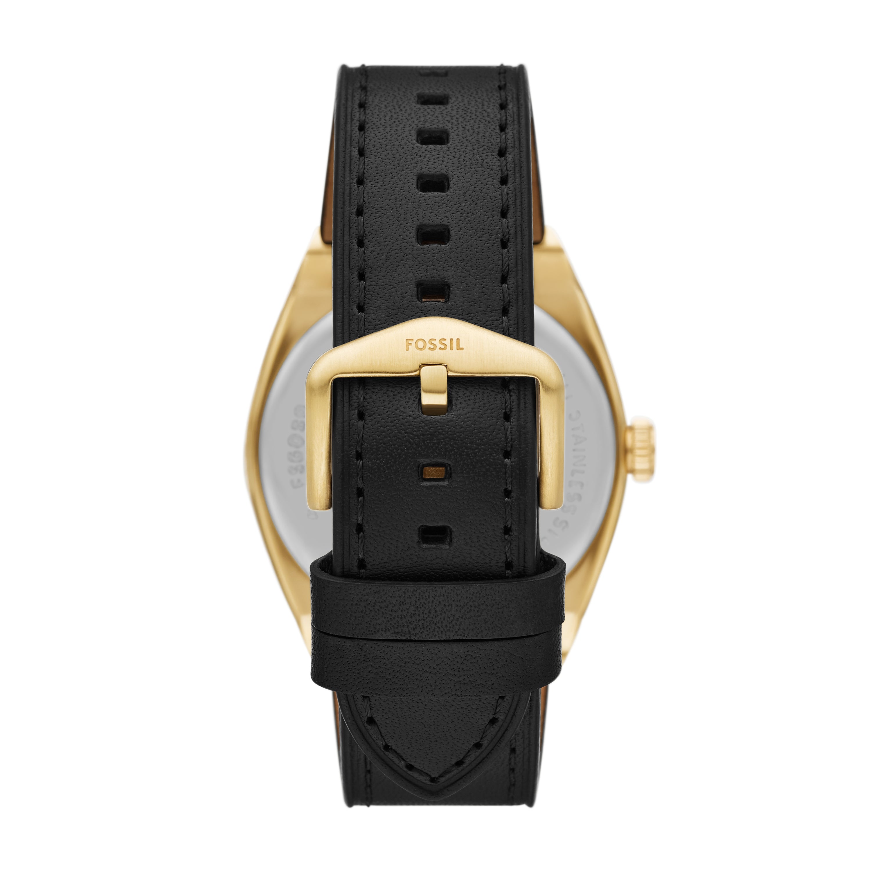 Fossil Everett Three Hand Date Black Leather Watch FS6089 Zamels
