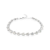 Sterling Silver Pear Cut 7x5mm White Cubic Zirconia Tennis Bracelet
