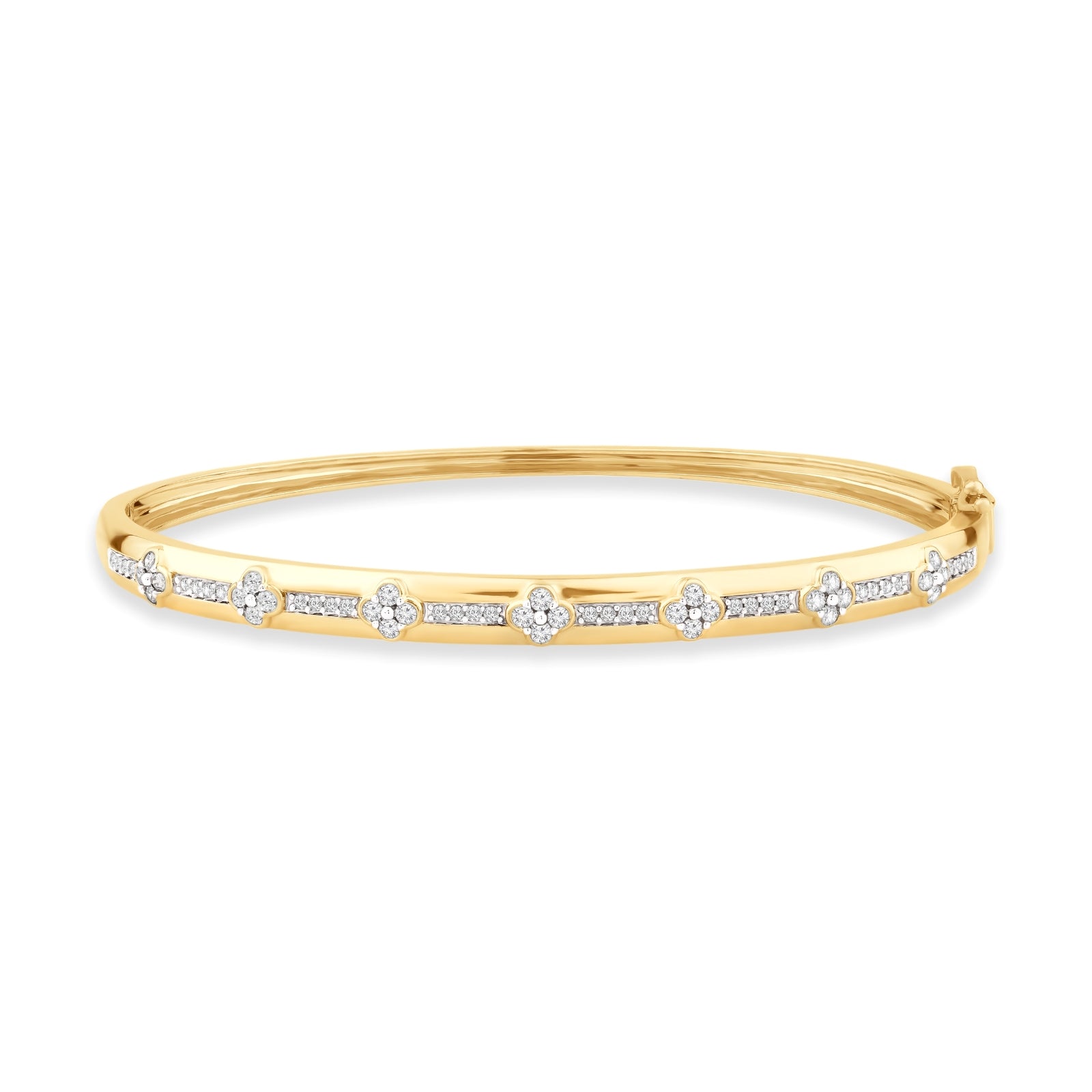 9ct Yellow Gold Round Cut 0.50 Carat tw Diamond Bangle