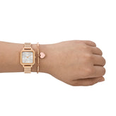Armani Exchange Three-Hand Rose Gold-Tone Stainless Steel Watch and Bracelet Set AX7164SET