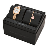 Armani Exchange Three-Hand Rose Gold-Tone Stainless Steel Watch and Bracelet Set AX7164SET