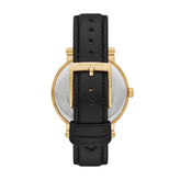 Michael Kors Corey Gold Tone and Black Leather Watch MK4896