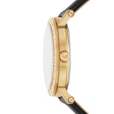 Michael Kors Corey Gold Tone and Black Leather Watch MK4896