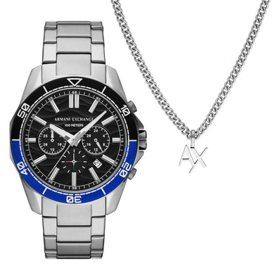 Armani Exchange Spencer Chronograph Watch and Pendant Box Set AX7166SET