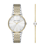 Armani Exchange Three-Hand Two-Tone Stainless Steel Watch and Bracelet Box Set AX7156SET