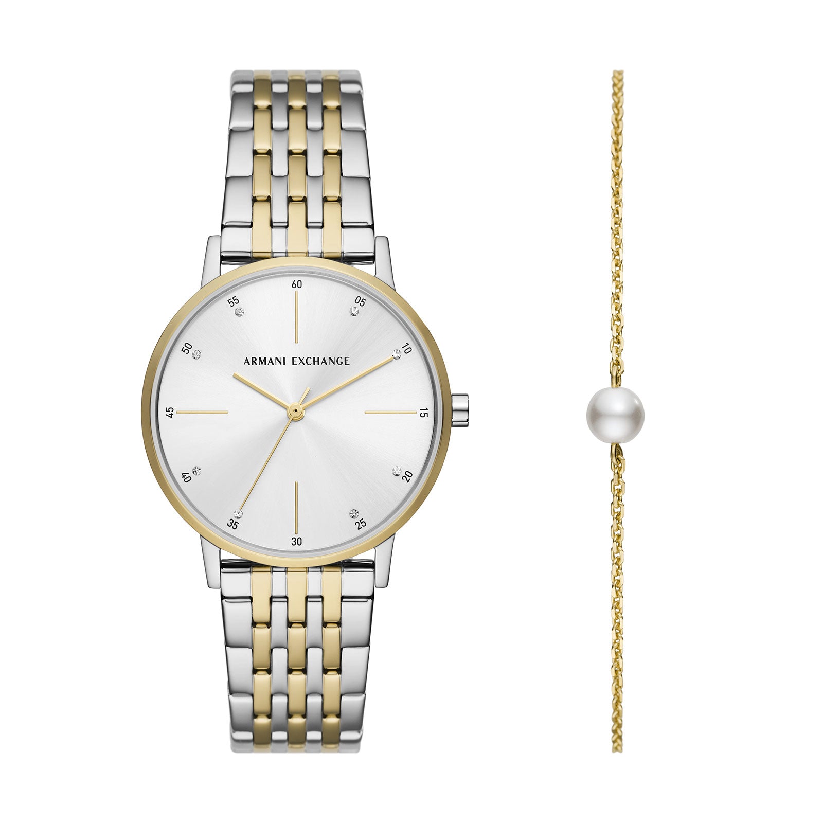 Armani Exchange Three-Hand Two-Tone Stainless Steel Watch and Bracelet Box Set AX7156SET