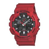Red G-Shock watch on a white background