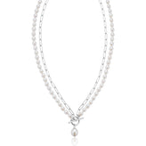 Sterling Silver 45cm Freshwater Pearl T-Bar Chain Necklace