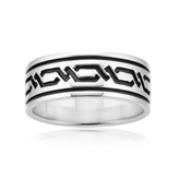 Sterling Silver Greek Key Meander Pattern Ring