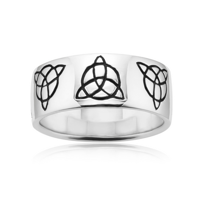 Sterling Silver Celtic Trinity Knot Pattern Ring