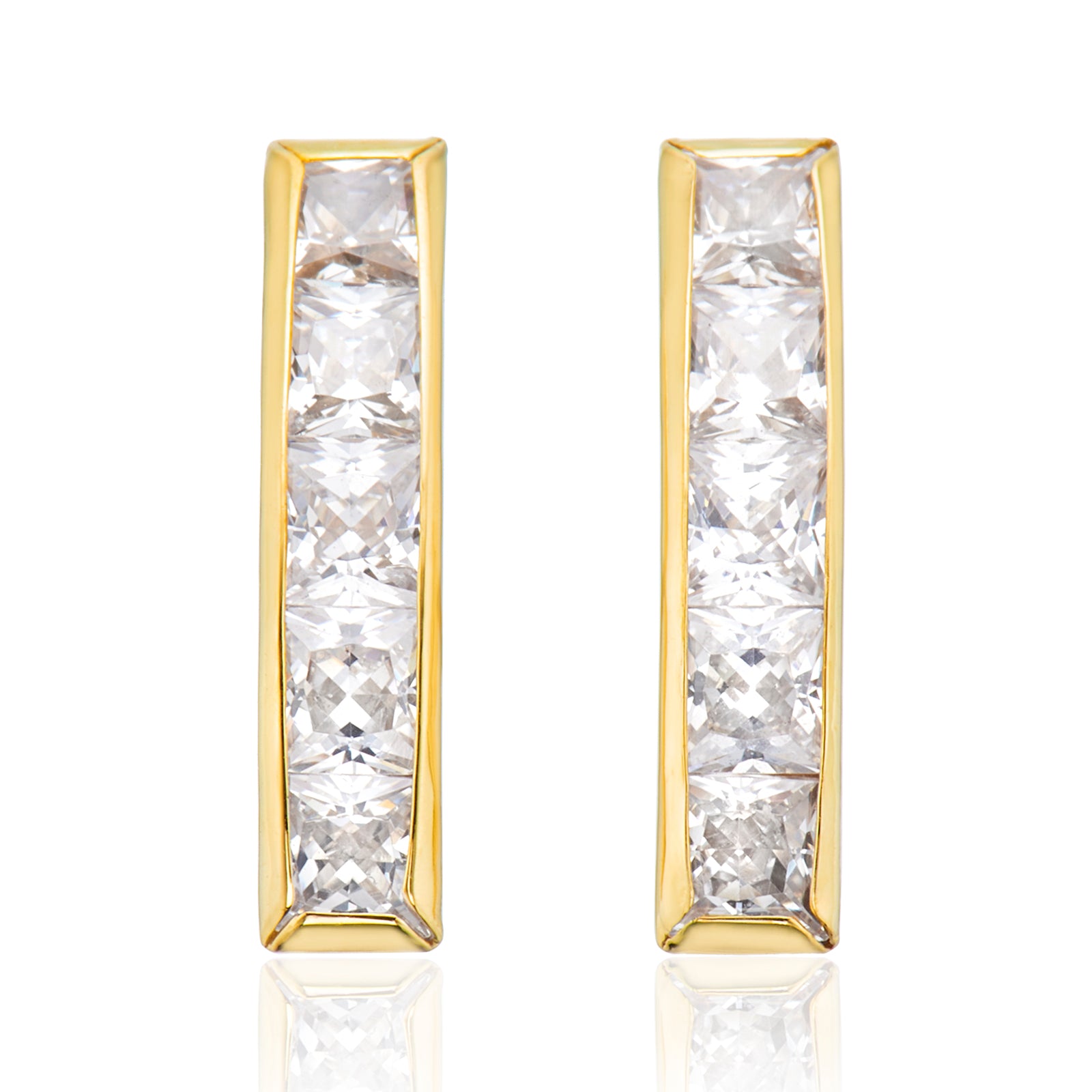 9ct Yellow Gold Cubic Zirconia Band Stud Earrings