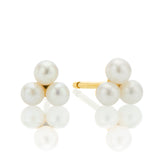 9ct Yellow Gold Triple Cultured Freshwater Pearl Stud Earrings