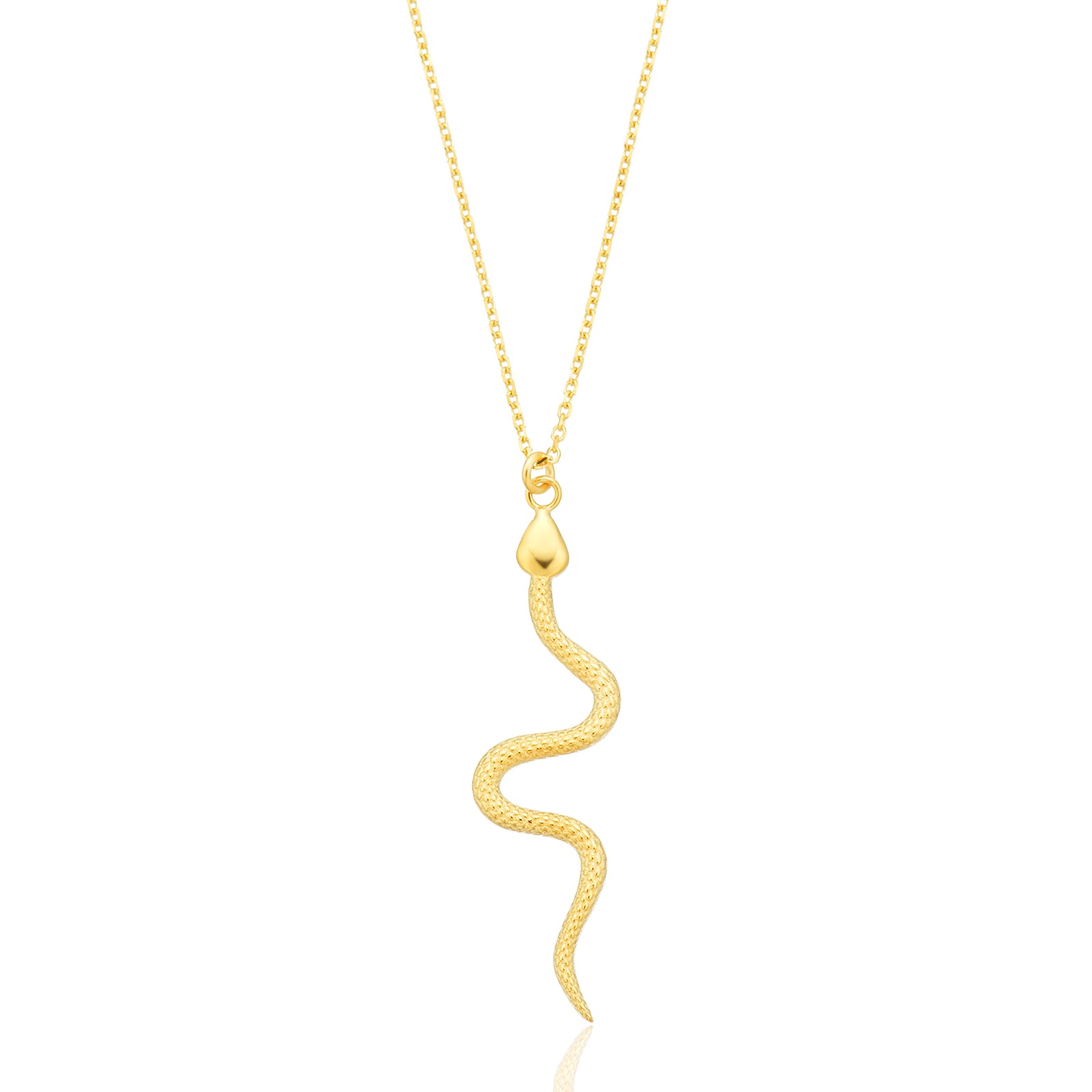 9ct Yellow Gold 45cm Snake Necklace Pendant