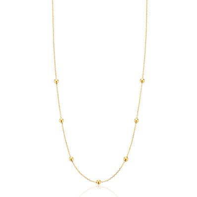 9ct Yellow Gold 45cm Station Bead Necklace