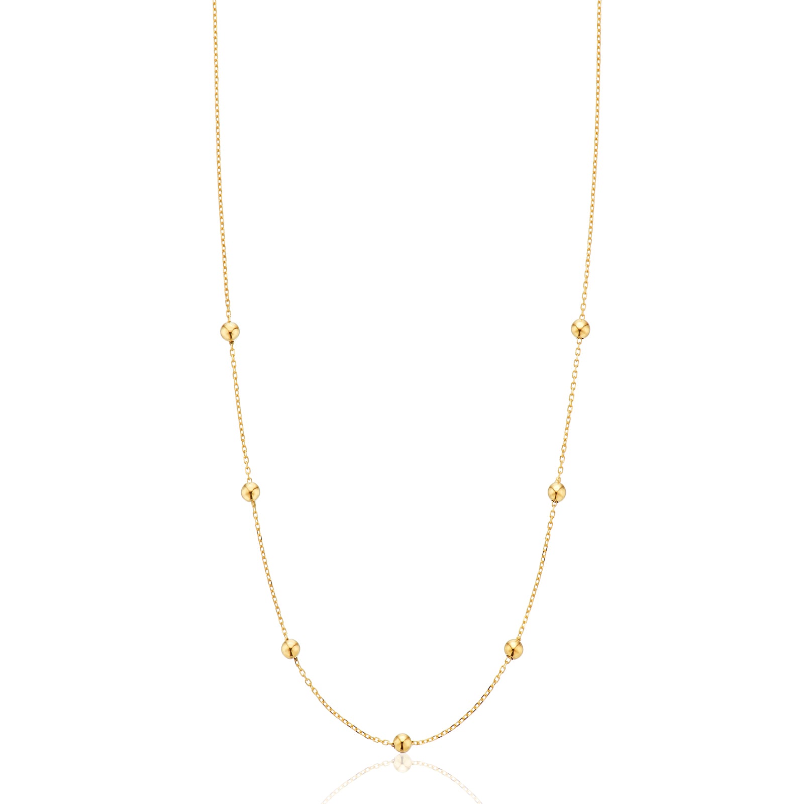 9ct Yellow Gold 45cm Station Bead Necklace