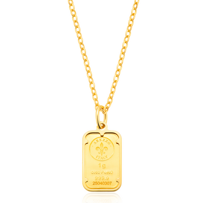 9ct Yellow Gold Frame & Bale in a 24ct Ingot Bar Pendant