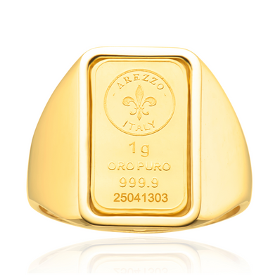 9ct Yellow Gold 24ct Ingot Bar Signet Ring