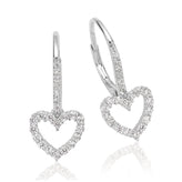 Sterling Silver Round White Cubic Zirconia Heart Drops Earrings