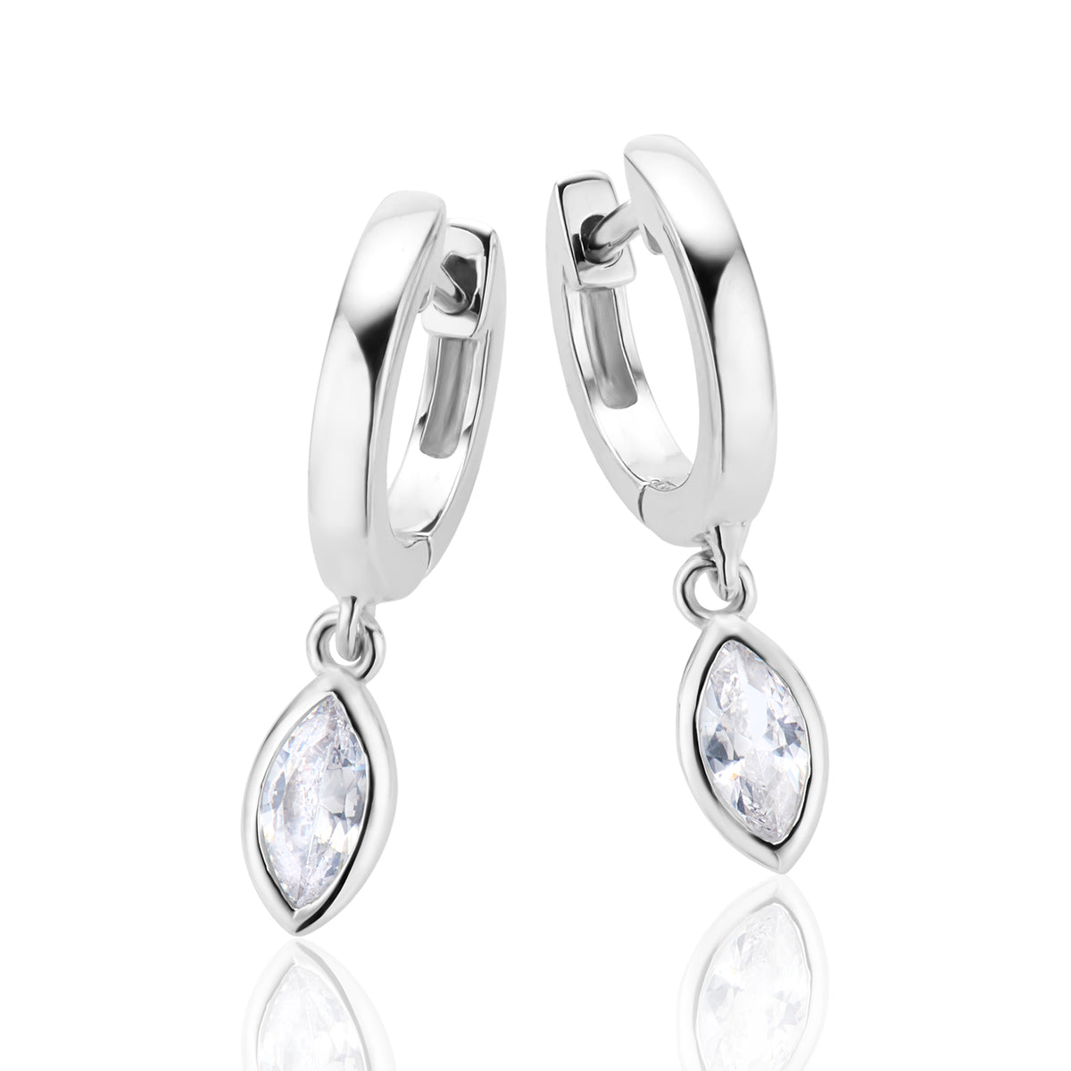 Sterling Silver Marquise Cubic Zirconia Drop Earrings