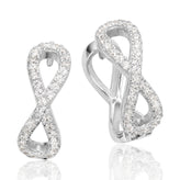 Sterling Silver Round White Cubic Zirconia Infinity Huggie Earrings