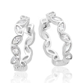Sterling Silver Marquise Cubic Zirconia Huggie Earrings