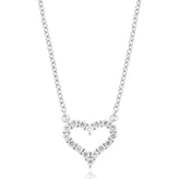 Sterling Silver Cubic Zirconia Open Heart Necklace
