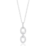 Sterling Silver Round White Cubic Zirconia Chain Pendant Necklace