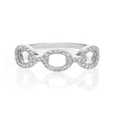 Sterling Silver Round White Cubic Zirconia Chain Ring