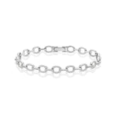 Sterling Silver Round White Cubic Zirconia Chain Bracelets